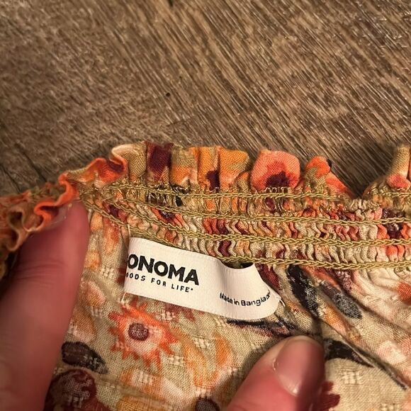 Sonoma Floral Peasant Blouse 100% Cotton Rust Orange Boho Cottagecore M - Picture 7 of 7